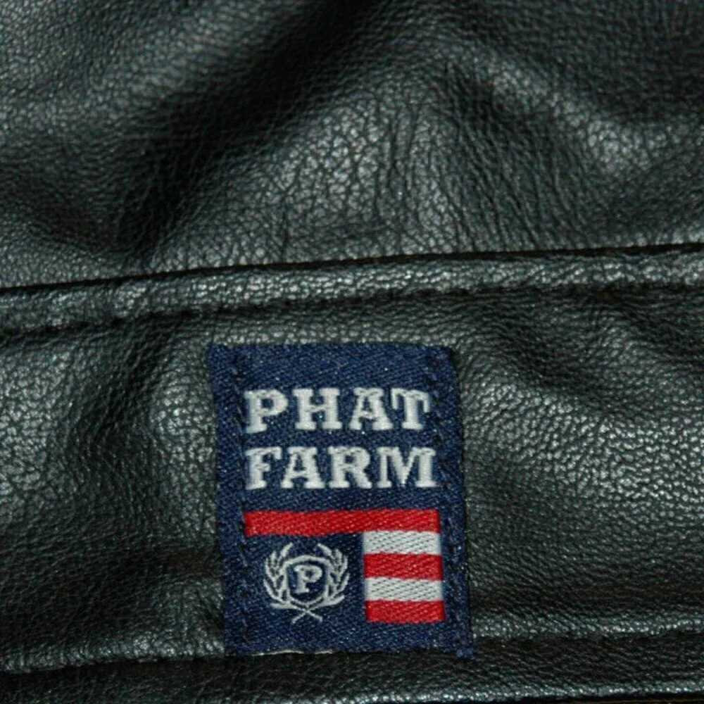 Phat Farm Men's Jacket Size L Black Moto Biker Racing